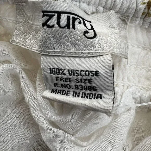 Zury Maxi Dress V-neck Caftan White BOHO Paisley Embroidered Women’s Free Size - Picture 9 of 10